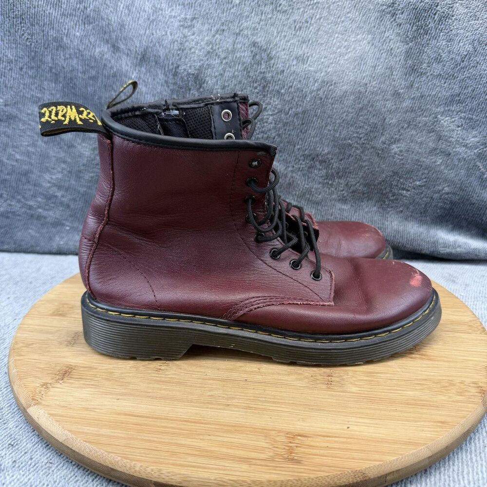 Dr Martens Boots Womens Size 5 Red Leather 1460 J Combat Ankle Booties Zip